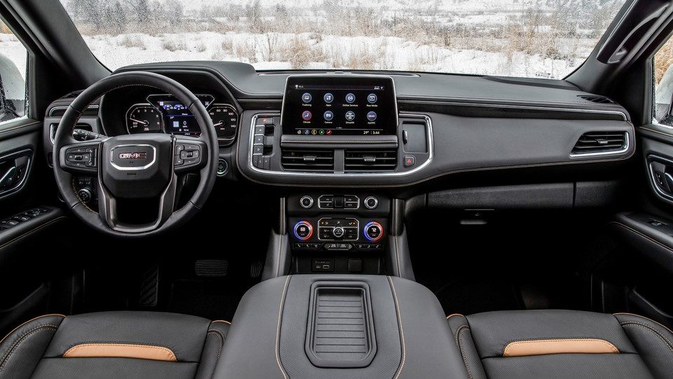 Interior of a 2021 GMC Yukon available at Elite SUVs at the Bozeman Airport